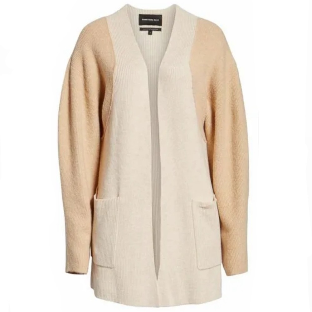 Something Navy Color Block Wool Open Front Cardig… - image 1